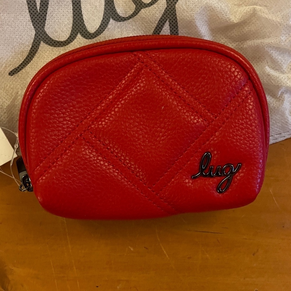 NWT Lug Stash Zip Classic VL (Vegan Leather) RFID Pouch - Poppy Red